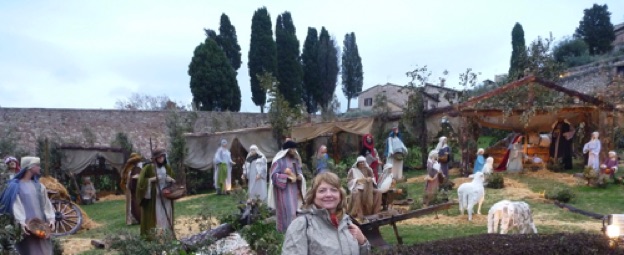 Nativity scene in front of the Basilica in Assisi.